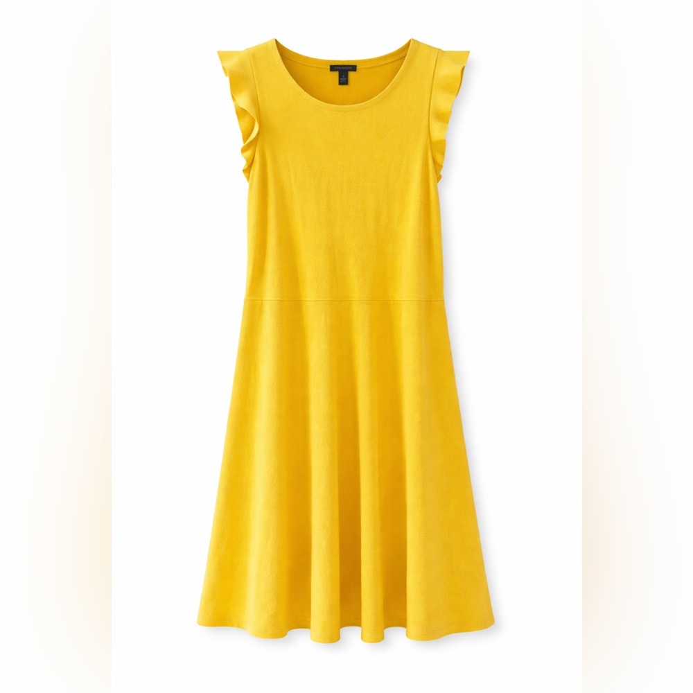 Ann Taylor Yellow Ruffle Sleeveless A-Line Dress